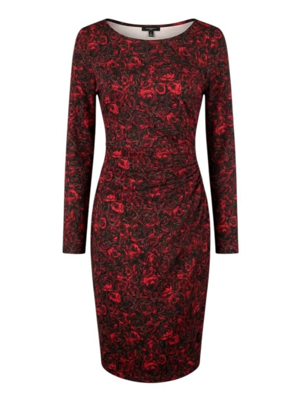 Talbots Petites Womens Red & Black Floral Long Sleeve Dress P